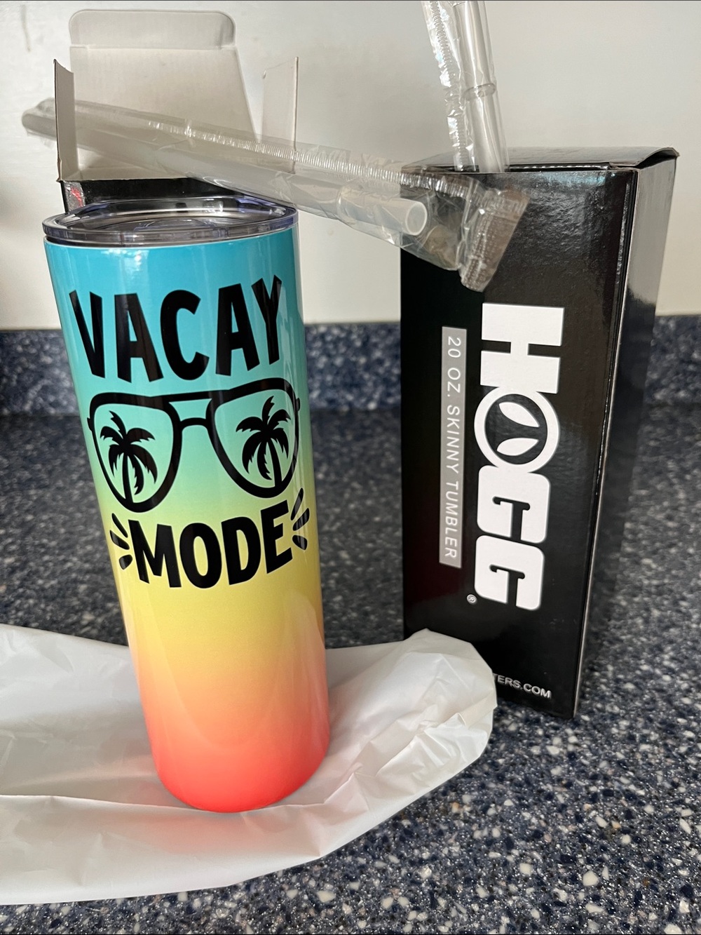 SET OF 2-brand new tumblers in box with straw